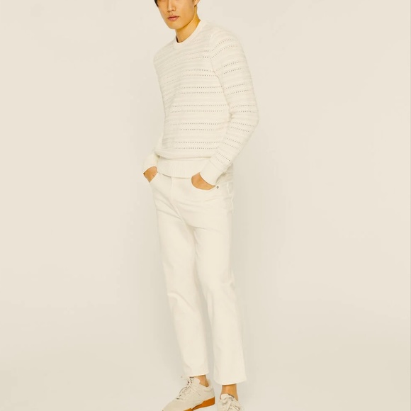 Cropped Straight Jeans - Brand New - NEVER WORN - Ivory with TAUPE TOPSTITCHING - Picture 1 of 7
